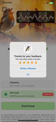 Bird Sounds Identifier Call ID mobile app UI screen 10