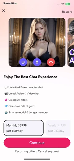 MeetAI Chat with AI Friend paywalls UI screen 8
