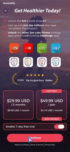 C25K® 5K Running Coach & Map paywalls UI screen 7