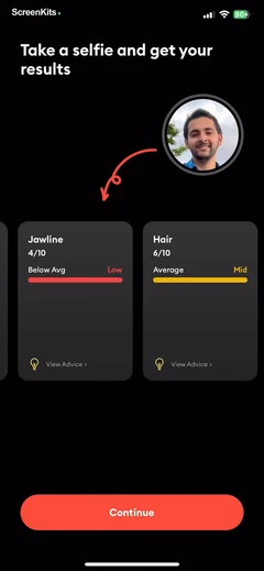 LooksMax AI mobile app UI screen 3