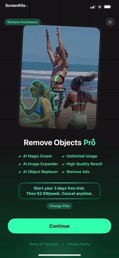 Remove Objects paywalls UI screen 8
