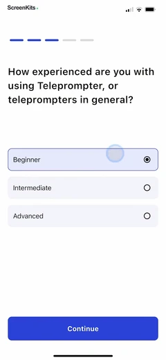 Teleprompter - VILO mobile app UI screen 10