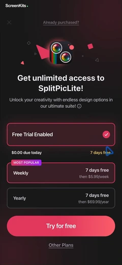 Split Pic Collage Maker Layout paywalls UI screen 7