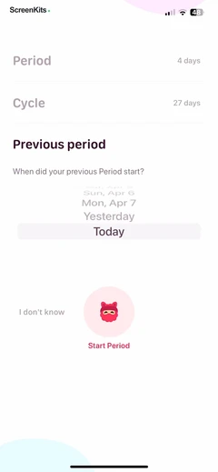 My period calendar Pinkllama mobile app UI screen 9