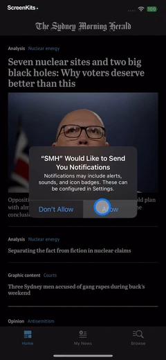 The Sydney Morning Herald mobile app UI screen 3