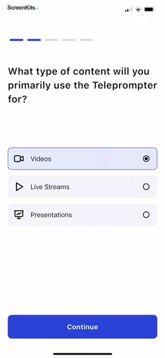 Teleprompter - VILO mobile app UI screen 8