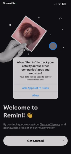 Remini - AI Photo Enhancer onboarding and permissions UI screen 5