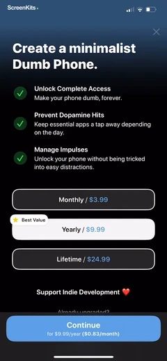 Dumb Phone (dp) mobile app UI screen 6