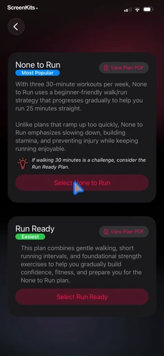 None to Run- Beginner, 5K, 10K mobile app UI screen 8