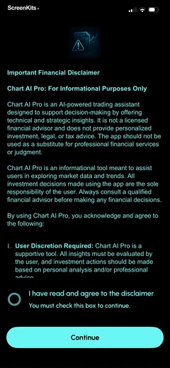Chart AI Pro Trading Assistant mobile app UI screen 8