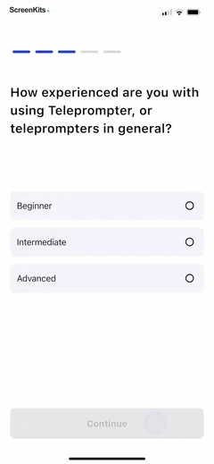 Teleprompter - VILO mobile app UI screen 9