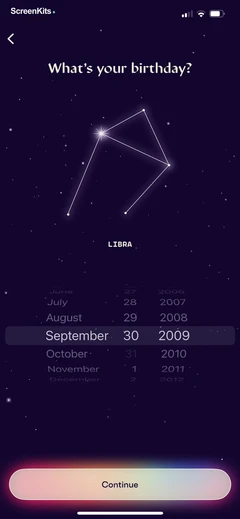 Stardust Period Tracker mobile app UI screen 12