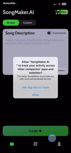 SongMaker-AI Music Generator permissions UI screen 3