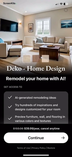 Deko- AI Home Design & Remodel paywalls UI screen 9