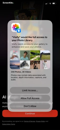 Visify permissions UI screen 6