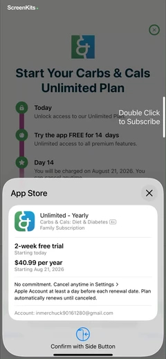 Carbs & Cals- Diet & Diabetes mobile app UI screen 7