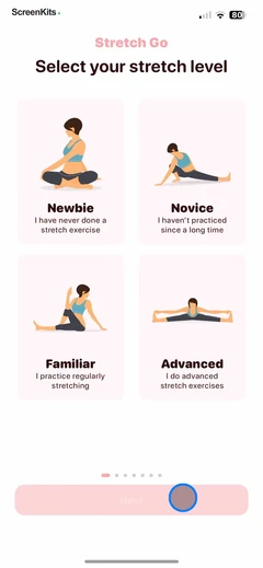 Stretch Go- Stretching Splits mobile app UI screen 3