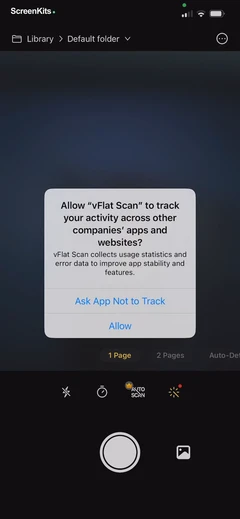 vFlat Scan - PDF & OCR Scanner permissions UI screen 3