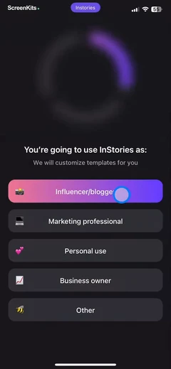 Instories- AI Photo & Video mobile app UI screen 6