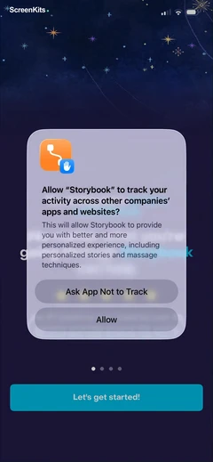 storybook-sleep-meditation onboarding and permissions UI screen 3