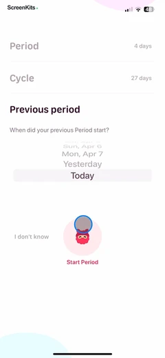 My period calendar Pinkllama mobile app UI screen 8