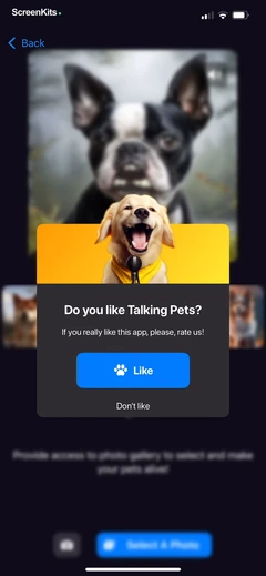 Talking Pet AI- Cat & Dog Talk mobile app UI screen 4