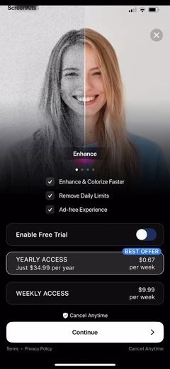 PhotoApp - AI Photo Enhancer paywalls UI screen 10