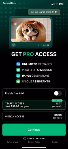My AI Assistant paywalls UI screen 7