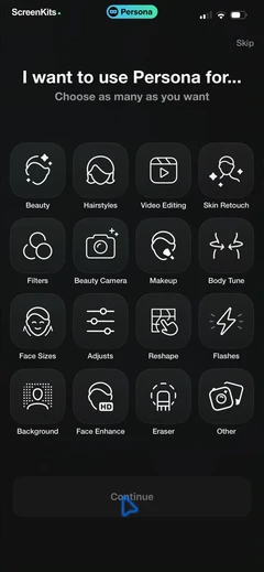 Persona- Beauty Camera mobile app UI screen 9