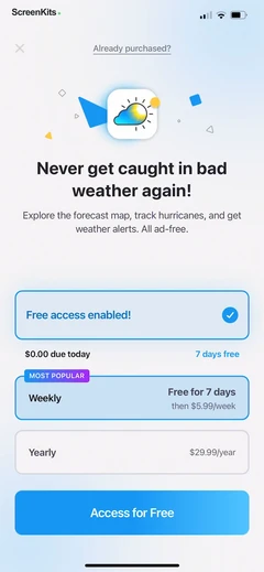 Weather Live° - Local Forecast paywalls UI screen 12