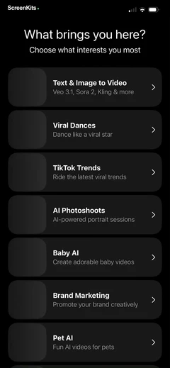 AI Video Generator - AI Studio mobile app UI screen 10