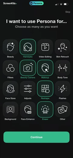 Persona- Beauty Camera mobile app UI screen 11