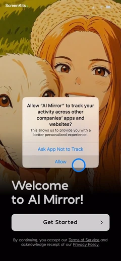 AI Mirror- AI Photo Editor onboarding and permissions UI screen 5