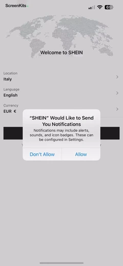 SHEIN - Shopping Online onboarding and permissions UI screen 4
