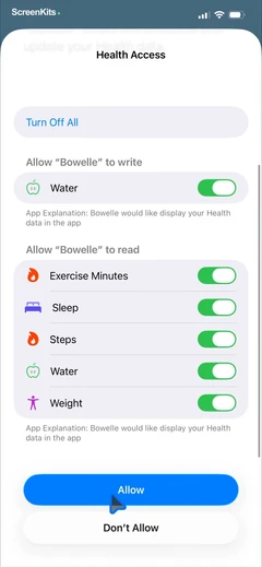 bowelle-the-ibs-tracker permissions UI screen 6