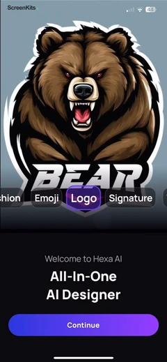 AI Art Generator & Logo - Hexa onboarding UI screen 4
