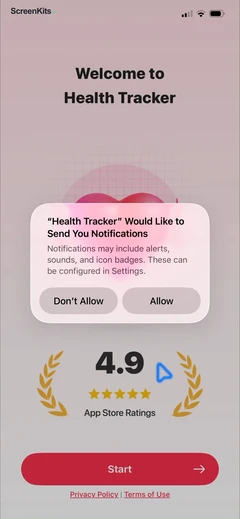 Health Tracker- HeartRate & BP onboarding and permissions UI screen 4