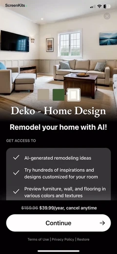 Deko- AI Home Design & Remodel paywalls UI screen 7