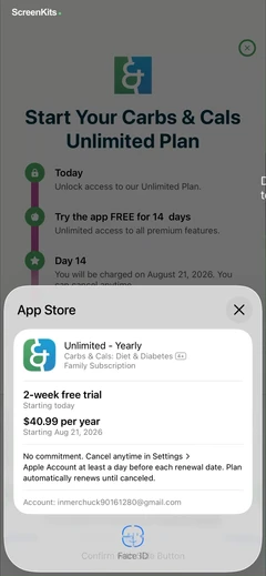 Carbs & Cals- Diet & Diabetes mobile app UI screen 8
