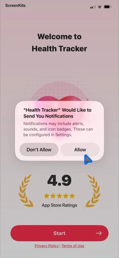 Health Tracker- HeartRate & BP onboarding and permissions UI screen 6