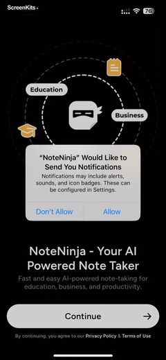 AI Note Taker - NotebookAI mobile app UI screen 4