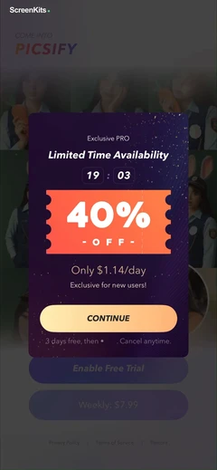 Picsify- AI Photo&Video Editor paywalls UI screen 10