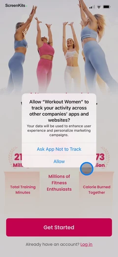 Workout for Women- Home & Gym onboarding and permissions UI screen 4