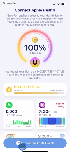 Grow- Health & Fitness mobile app UI screen 12
