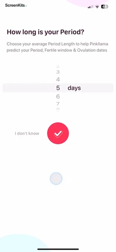 My period calendar Pinkllama mobile app UI screen 3