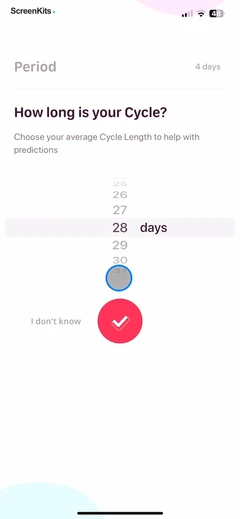 My period calendar Pinkllama mobile app UI screen 5