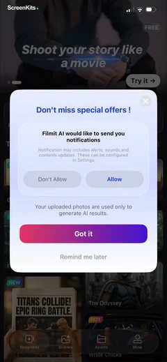 filmit-ai-ai-cinematic-video permissions UI screen 7