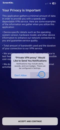 Private VPN Proxy - Easy Start mobile app UI screen 4