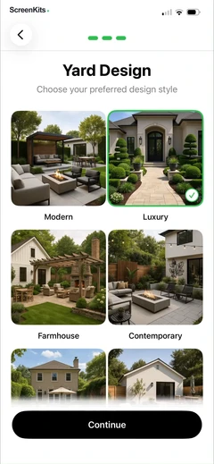 Yard AI- Backyard Design mobile app UI screen 7