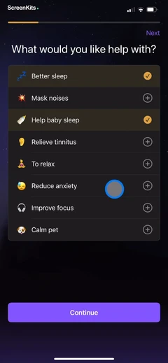 White Noise Deep Sleep Sounds mobile app UI screen 3